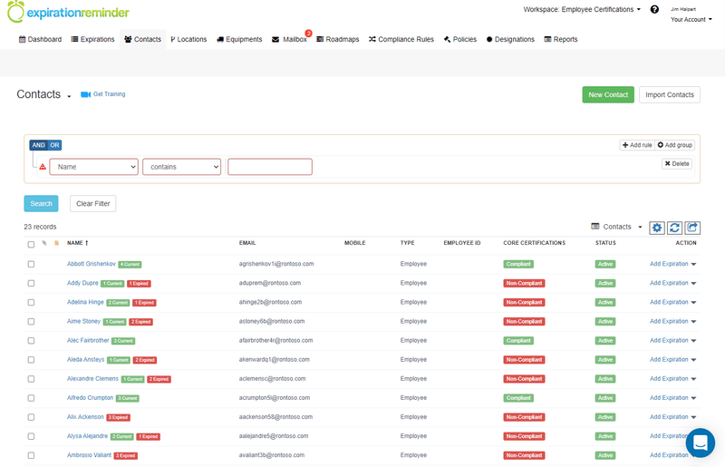 Certification Tracking Software Expiration Reminder
